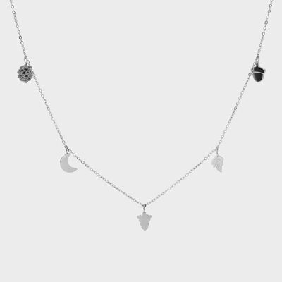 Mélía Necklace by Melanie – Where Bavarian Forests Meet Greek Myth - Stainless Steel -Waterproof - Silver