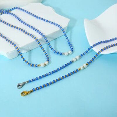 Collier bleu profond – Véritables perles d'eau douce | Style maritime minimaliste