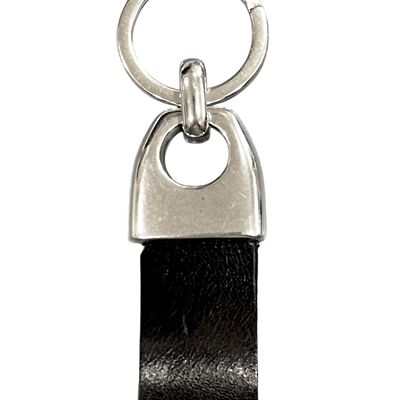 Basic1 keychain black leather and silver plated