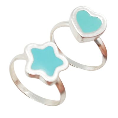 Pair of Colors rings in 10µm silver and light blue