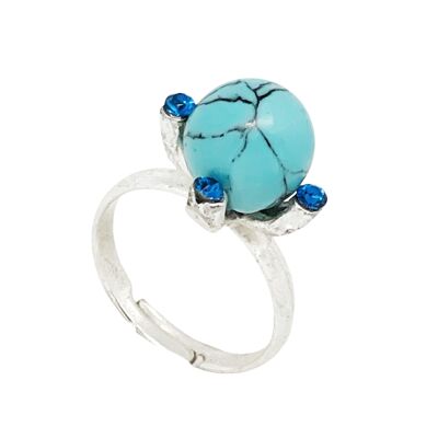 Earth silver ring 10µm turquoise and blue SW