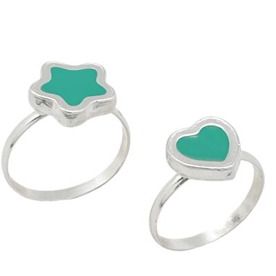 Coppia di anelli Colors in argento 10µm e verde