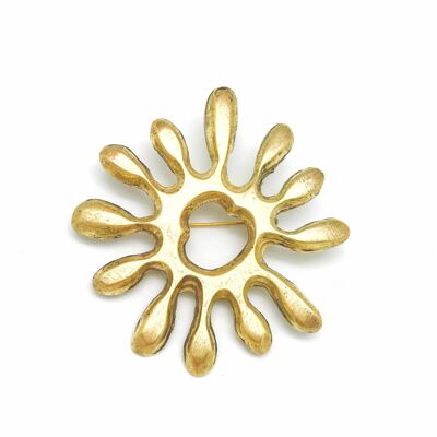 Broche ronde irrégulière en zamak plaqué or 5.5Cm