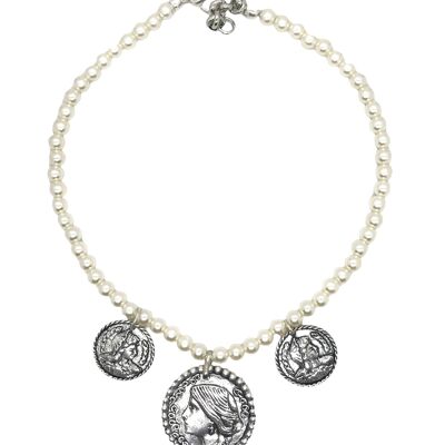 Colalr perlas y monedas plata