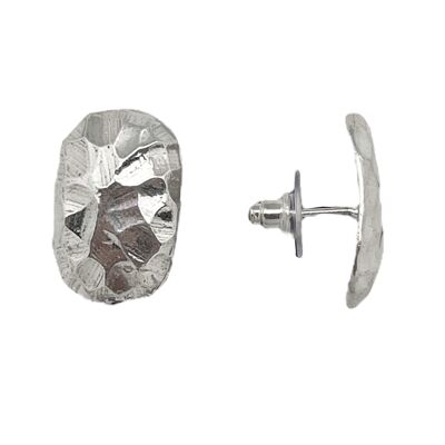 Boucle d'oreille ovale Martelle plaqué argent