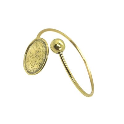 Bracelet plaque Lune doré réglable en laiton et zamak