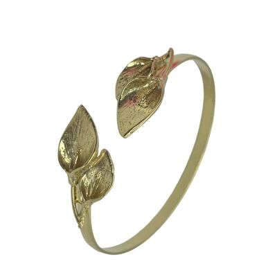 Adjustable gold-plated brass double calla bracelet