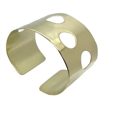 Bracelet manchette large "Laguna" en laiton doré