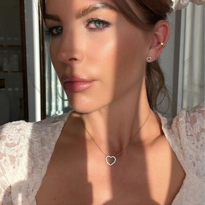 Collier Soulmate – Pendentif cœur creux avec zircone | Bijoux en acier inoxydable résistant à l'eau