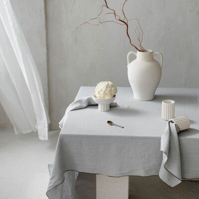 Tovaglia in lino con dettaglio a contrasto Affogato Grigio - 250x145cm