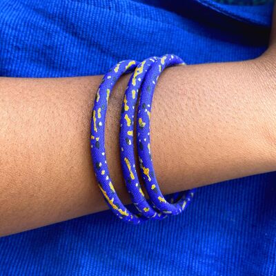 Indigo/black/gold wax bracelets