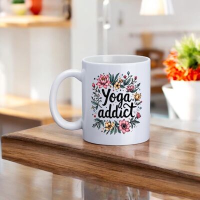 Taza "Adicto al yoga" (Flor)