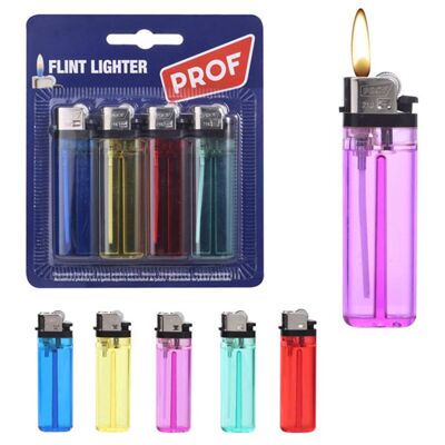 Blister pack of 4 transparent Prof lighters