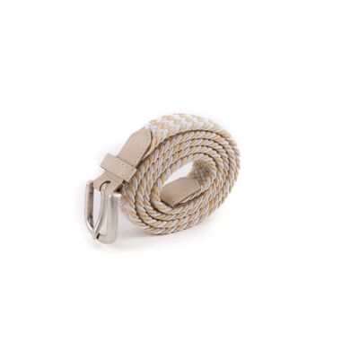 Ceinture tressee femme blanc beige