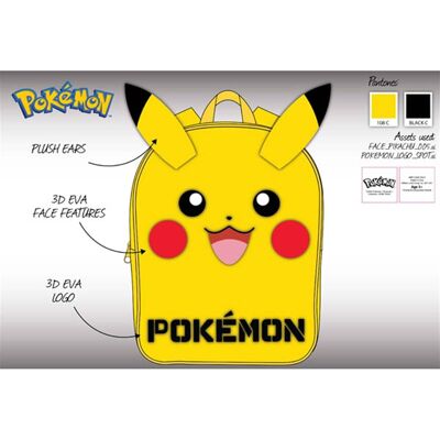 Pokemon Pikachu Backpack with 3D Ears