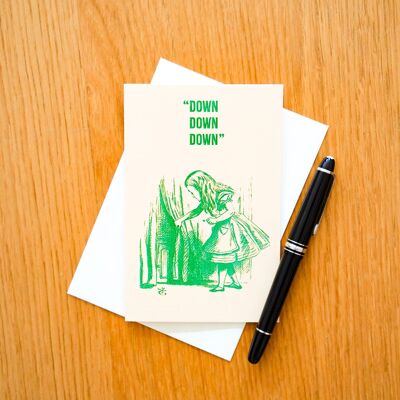 A6 double card - Alice's adventures in wonderland - Down, down, down - with envelope