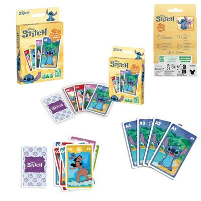 Jeu de Cartes 4 en 1 Disney Stitch – 7 Familles,Bataille,Mémo,Action