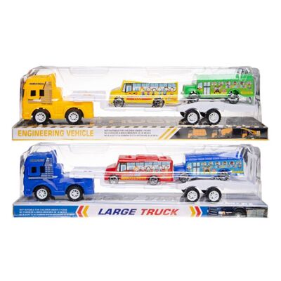 Coque Camion Transport avec 2 Bus 43 x 12 x 9 Cm