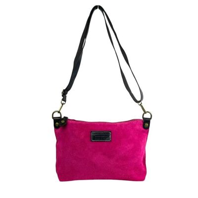 Italian Split Leather Crossbody Bag with Zipper