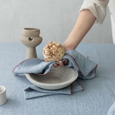 Servietten mit Kontrastdetail Lake Tonic Blue (2er-Set) / 100% Leinen