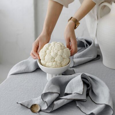 Napkins with contrast detail Affogato gray (set of 2) / 100% linen