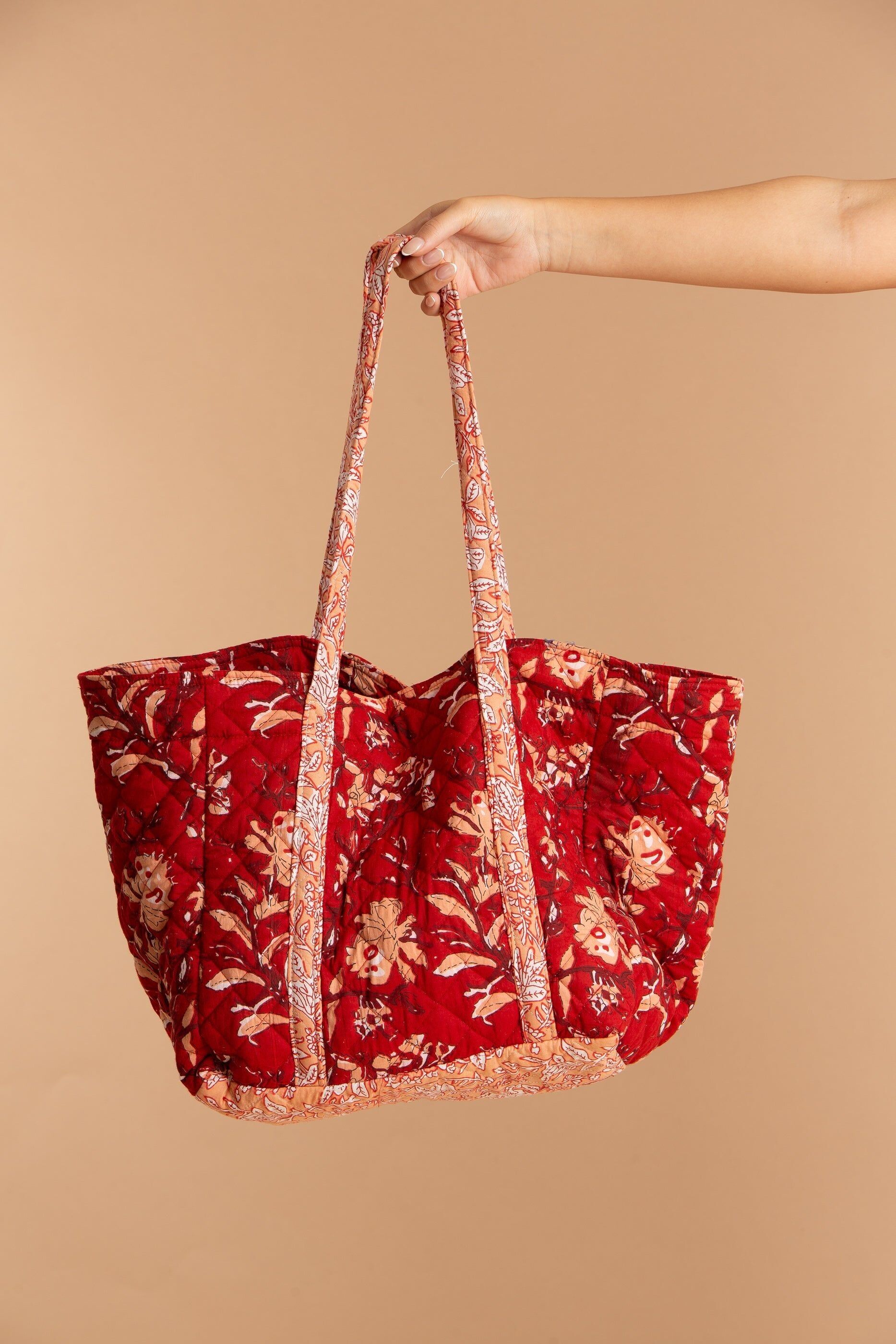 Borsa tote in cotone rosso Rubra