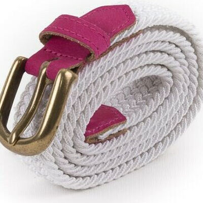 Ceinture tressee femme blanc rose