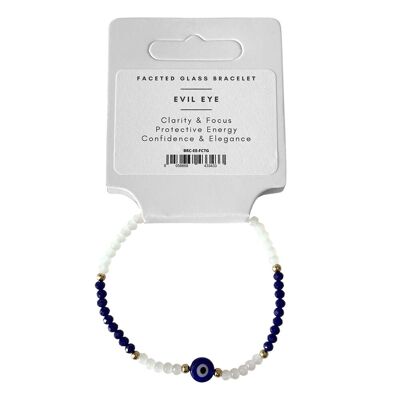 Faceted Glass Bracelet with Evil Eye