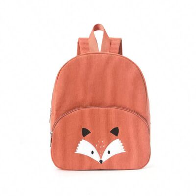 Mochila de pana para niños con un lindo zorro: ¡perfecta para los pequeños aventureros!(Mochila)