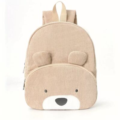 Mochila de pana para niños con un lindo oso: ¡perfecta para los pequeños exploradores!
