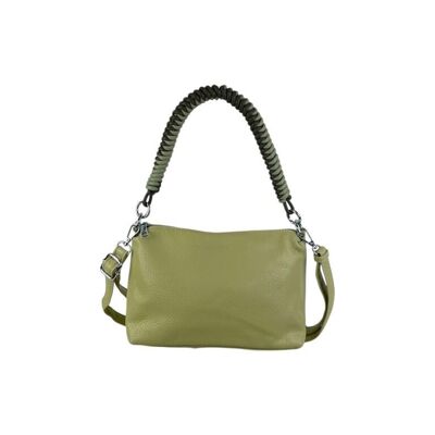 Synthetic Shoulder Bag with Back Pocket and Long Handle
