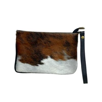 Leather Crossbody Bag with Natural Fur and Short Handle. Promo