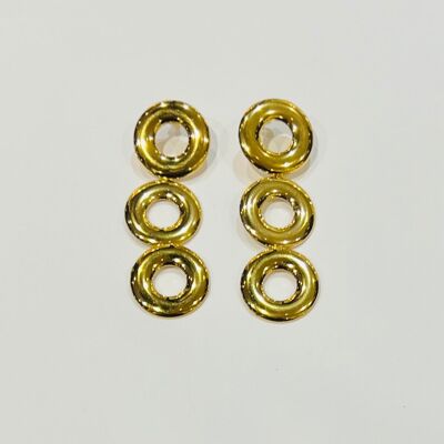 Boucles oreilles acier inoxydable trois anneaux concentrique