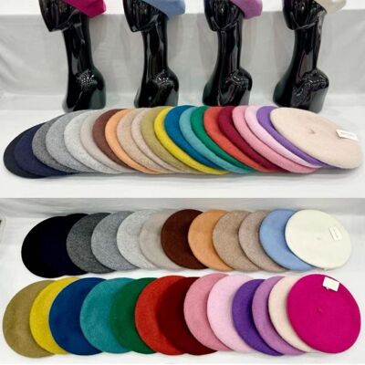 Beautiful Women's Wool Beret in Solid Colors and One Size