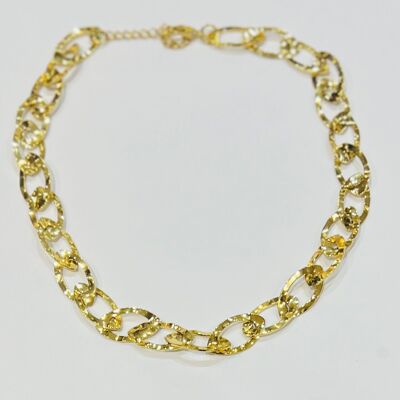 Collier acier inoxydable maillons ovales entrelaces