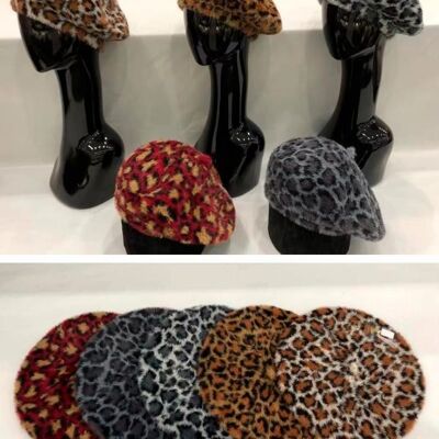 Women's Wool Beret with Animal Print Design and High Quality