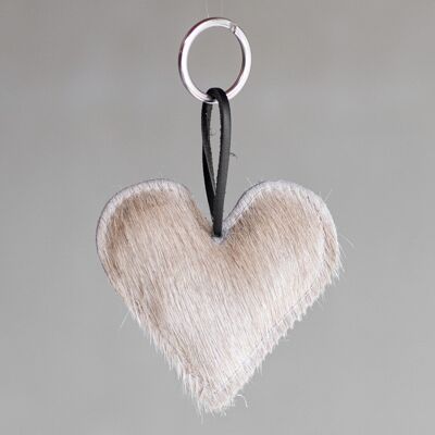 Cowhide keychain heart filled
