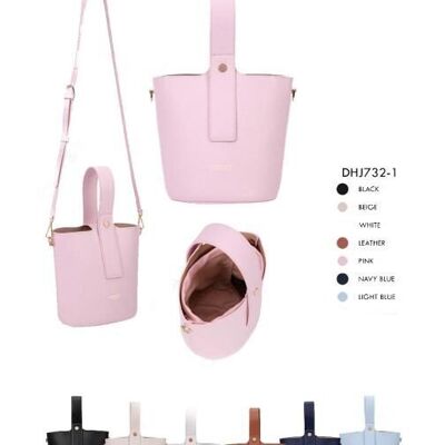 Sac à main en similicuir avec bouton et pochette supplémentaire