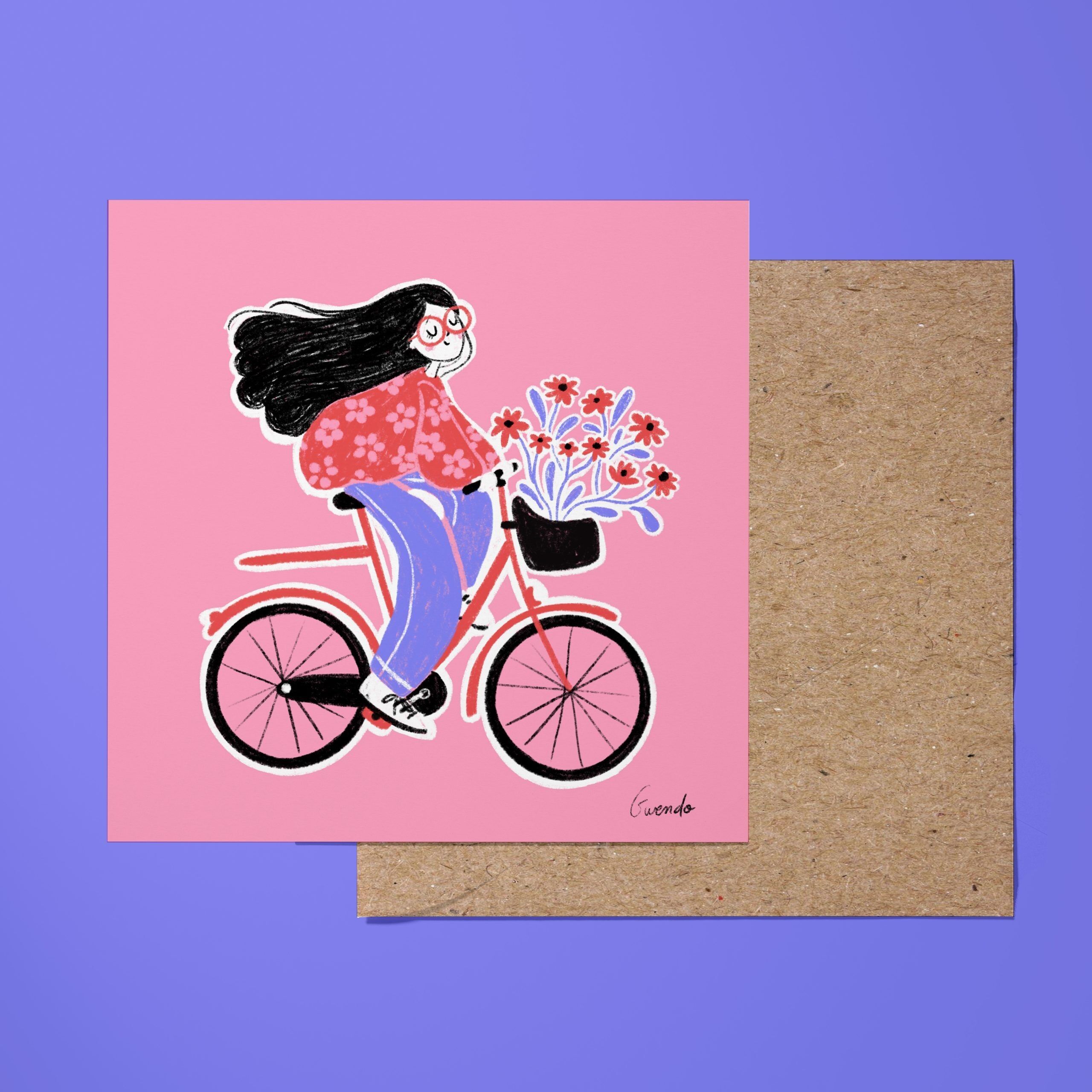 ♡ "By bicycle" card