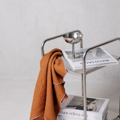 Linen Tea Towel (dish towel) with contrast detail / Clay & Lilac