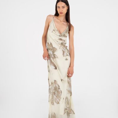 Blossom Green Print Long Dress