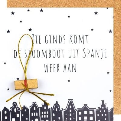 Wenskaart Sinterklaas zie ginds ...