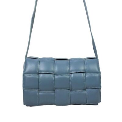 Large Italian Leather Crossbody Bag Checkered Design and Flap