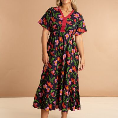 Midnight Sweetpea Floral Cotton Dress