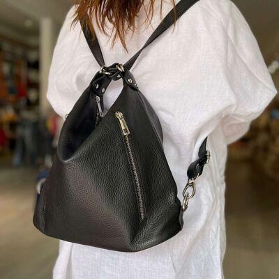 Women's Italian Leather Backpack with Front Pockets
