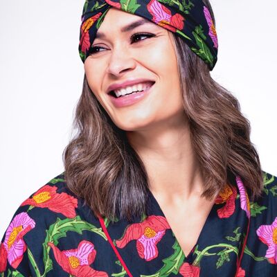 Midnight Sweetpea Floral Hair Scarf