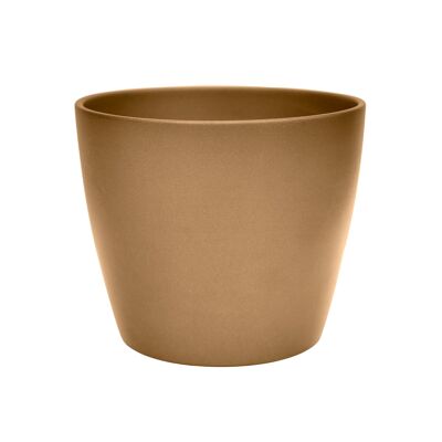 Vaso Poinsettia in oro spazzolato, altezza 16 cm, profondità 17 cm.5 cm