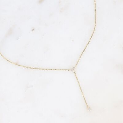 Collier Y - petit pendentif avec oxydes de zirconium