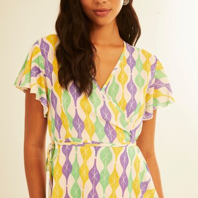 Purple Cocoon Belted Wrap Dress