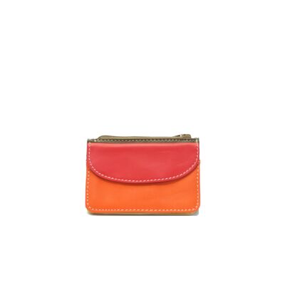 cw018 Zipped Coin Purse Scratch Flap Lambskin Leather